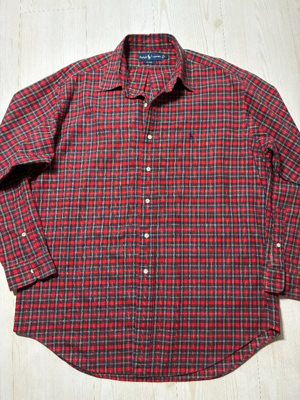 Vintage Polo Ralph Lauren Blake Shirt Men's Large Red Black Plaid Flannel Cotton